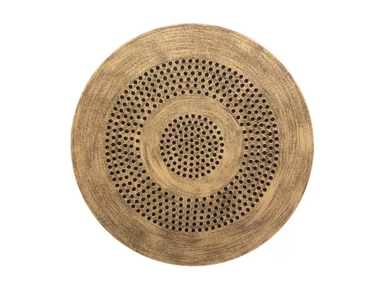 Lot de 2 Tables d'appoint pied en métal et plateau en Bois déco Ethnique