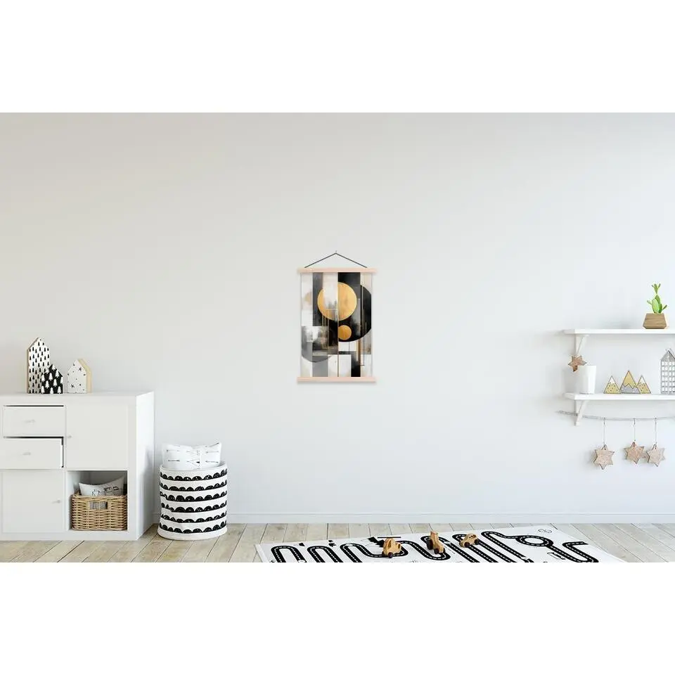 MuchoWow - Schoolplaat/ wandhanger - Abstract - Goud - Zilver - Vormen