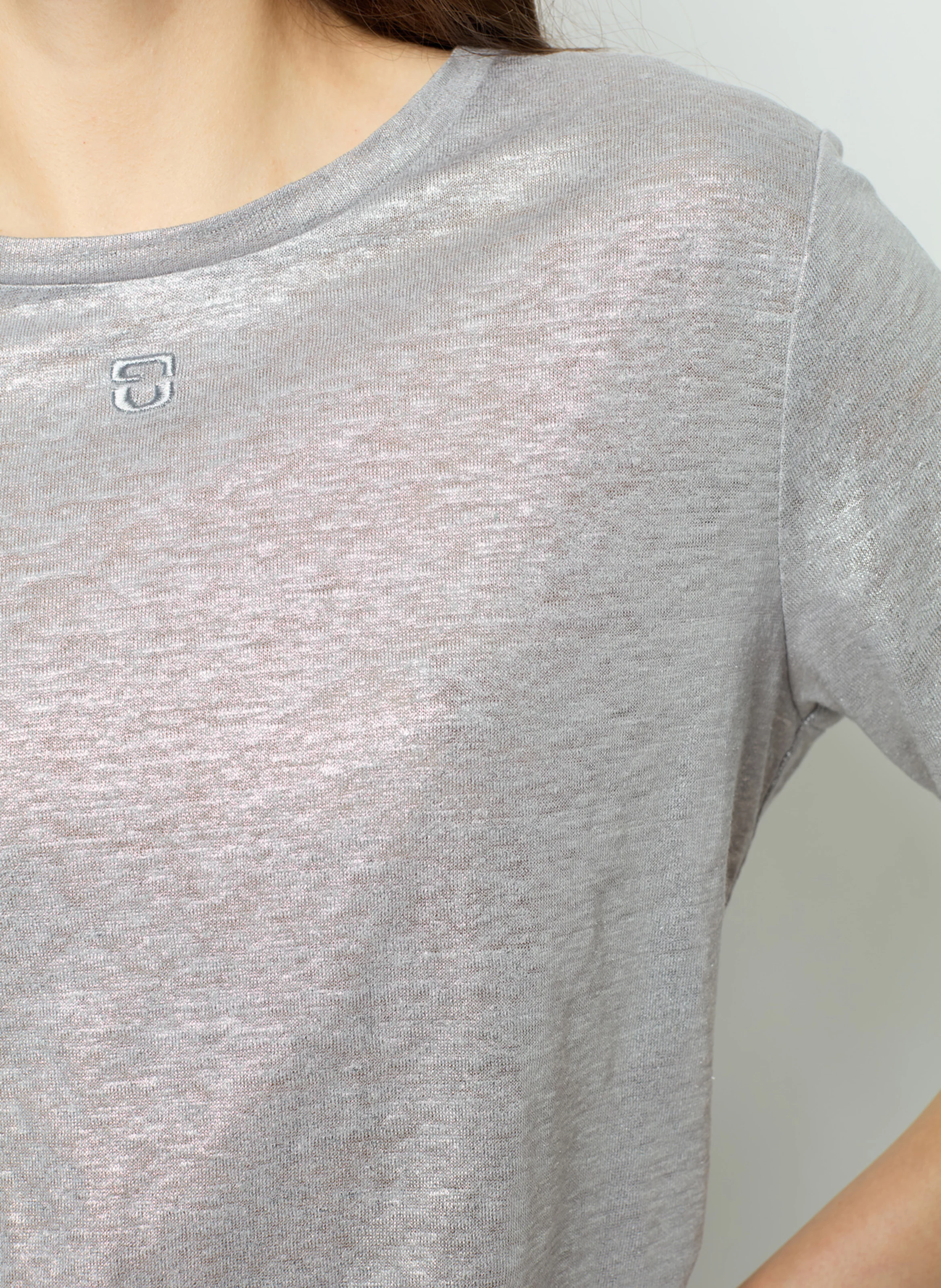 AIDA - Tee-shirt col rond en lin | Gris