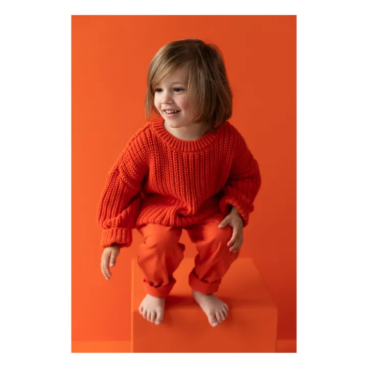 Yuki Pull Chunky Coton Bio | Orange sanguine