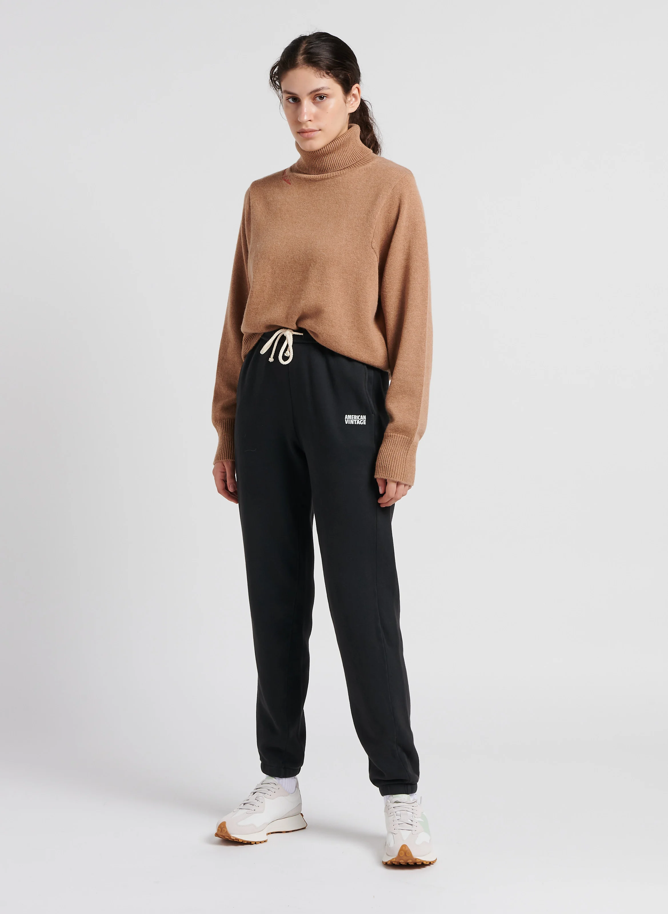 IZUBIRD - Jogging taille haute en coton mélangé | Noir