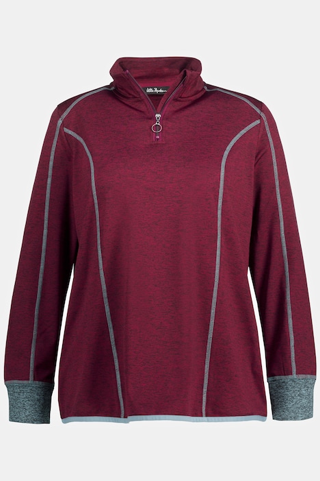 Funktionsshirt, Troyer-Kragen, Slim, Langarm, Daumenloch
