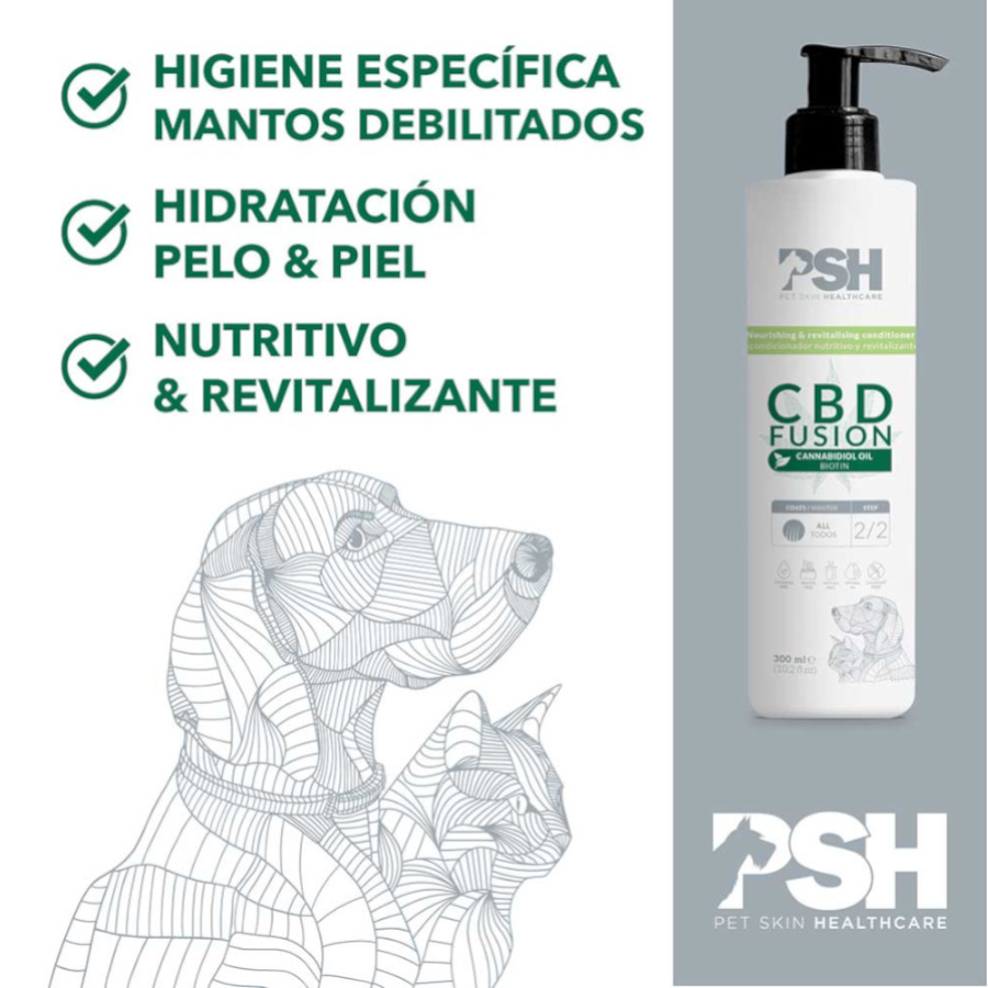 Condicionador PSH CBD Fusion para cães e gatos.