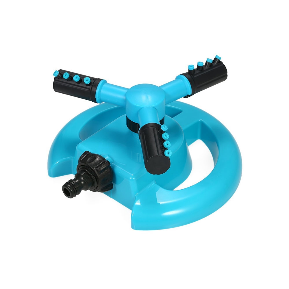 360° Drehbarer 3-Arm Rasensprinkler Garten Rasensprenger mit 12 Sprühdüsen - Blau