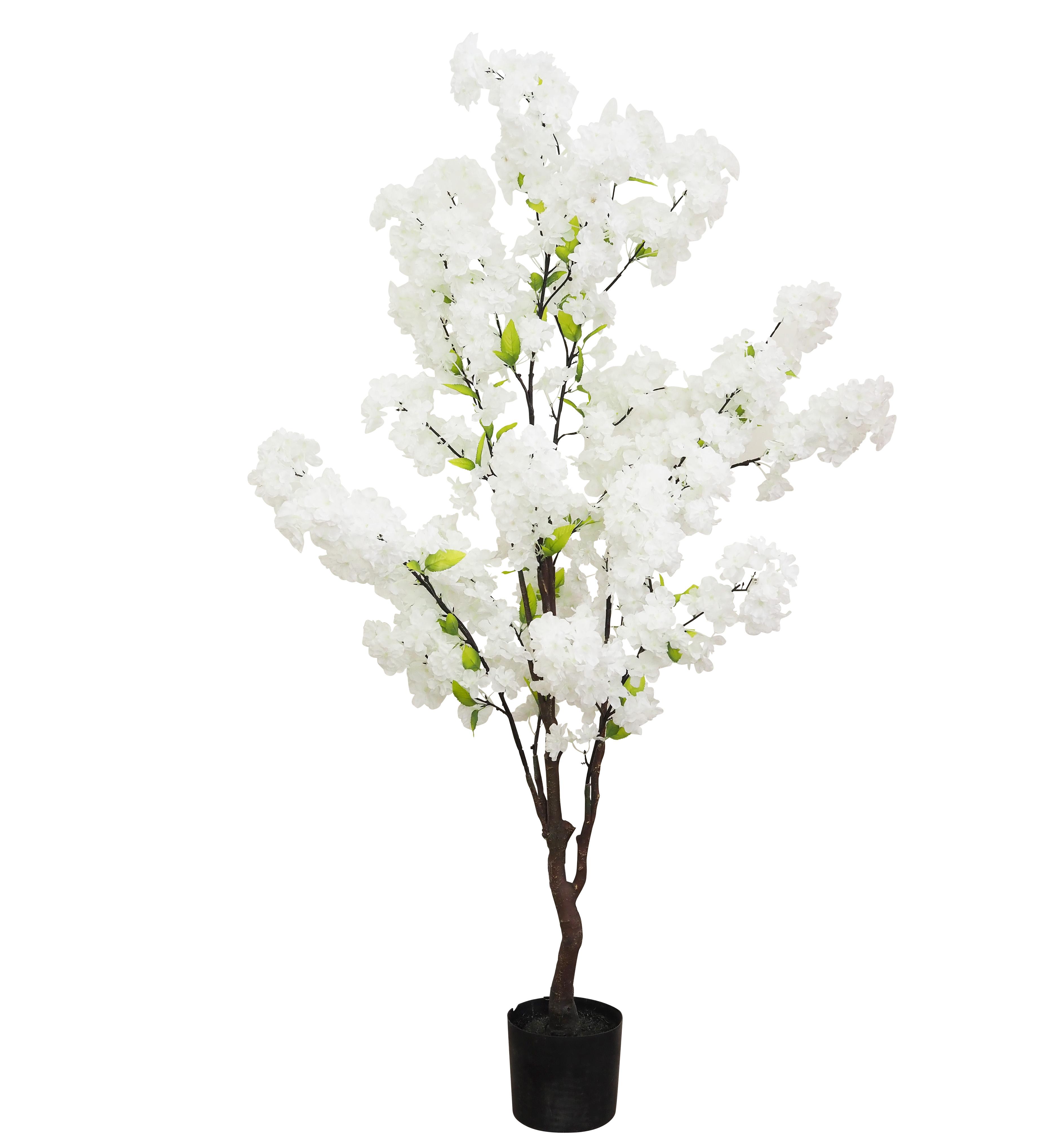 POMMIER POT PLASTIQUE NOIR H.130CM BLANC