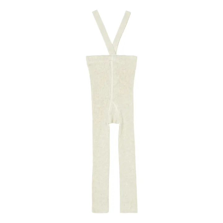 Silly Silas Collants à Bretelles Coton Bio Sans Pieds | Ecru