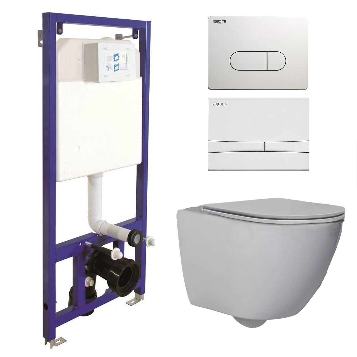 Sanigoods Andes toiletset met Saniclear Jama compact randloos toilet wit glans