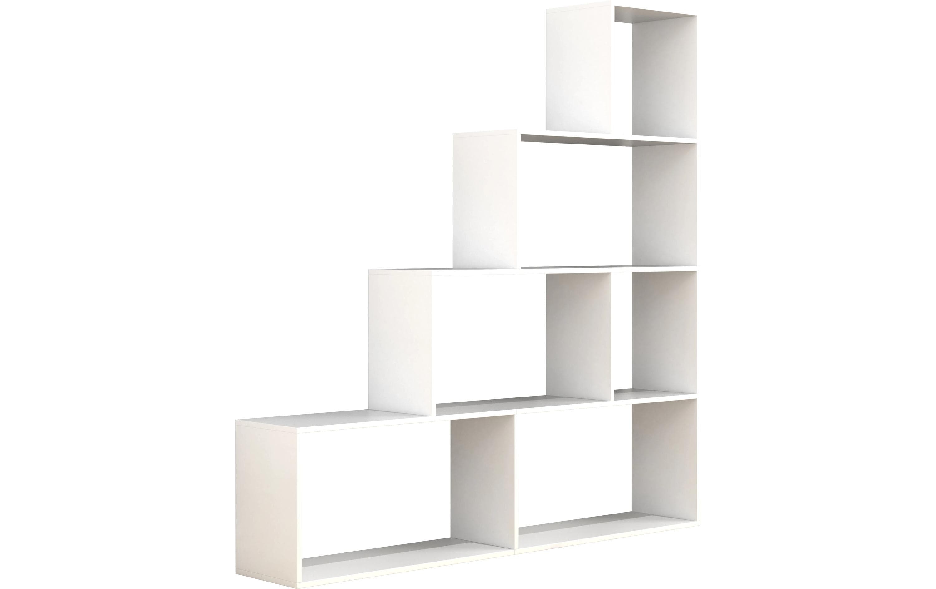 Regal Dubila L 155 x 163 cm, Weiss<br>Stylisches Treppenregal