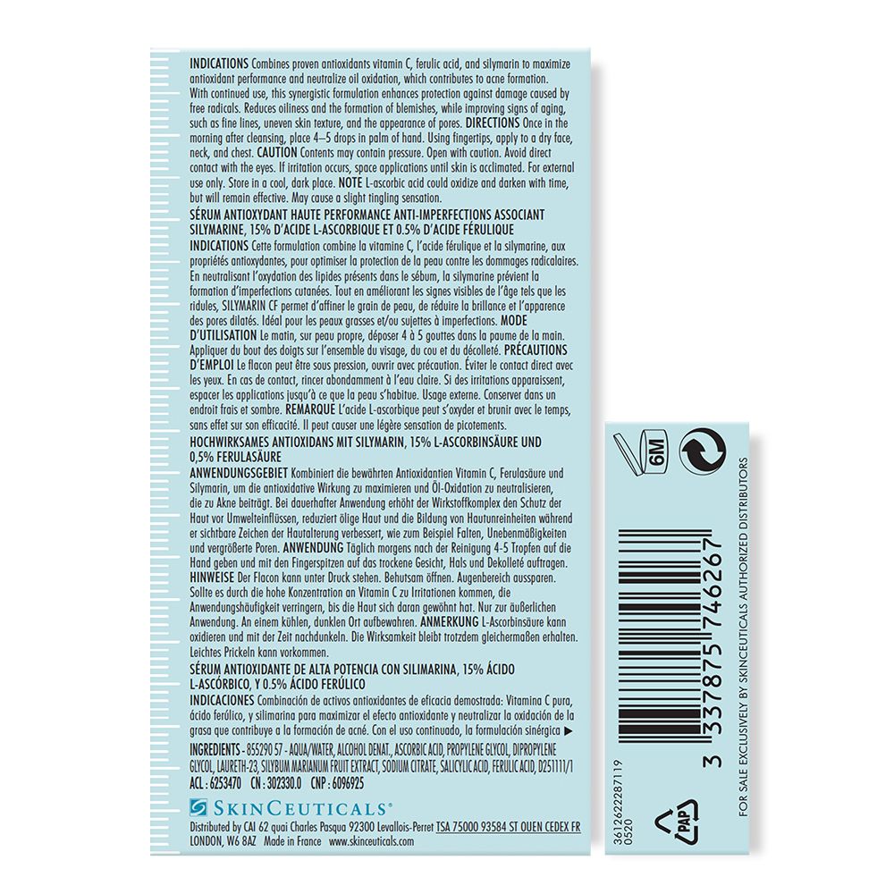SkinCeuticals SILYMARIN CF, Anti-Aging Serum für unreine Haut