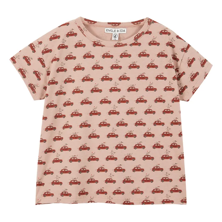 Emile et Ida T-Shirt Coton Bio Voitures | Mauve