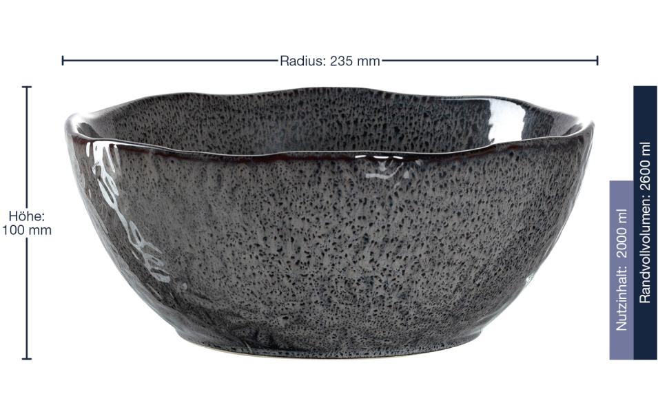 Salatschüssel Matera 25 cm, 2 Stück, AnthrazitSalatschüssel aus Keramik