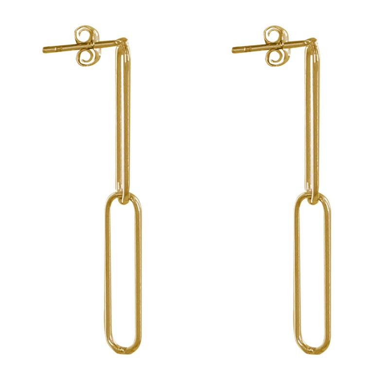 Boucles d'Oreilles Plaqué Or Deux Mailles Cheval