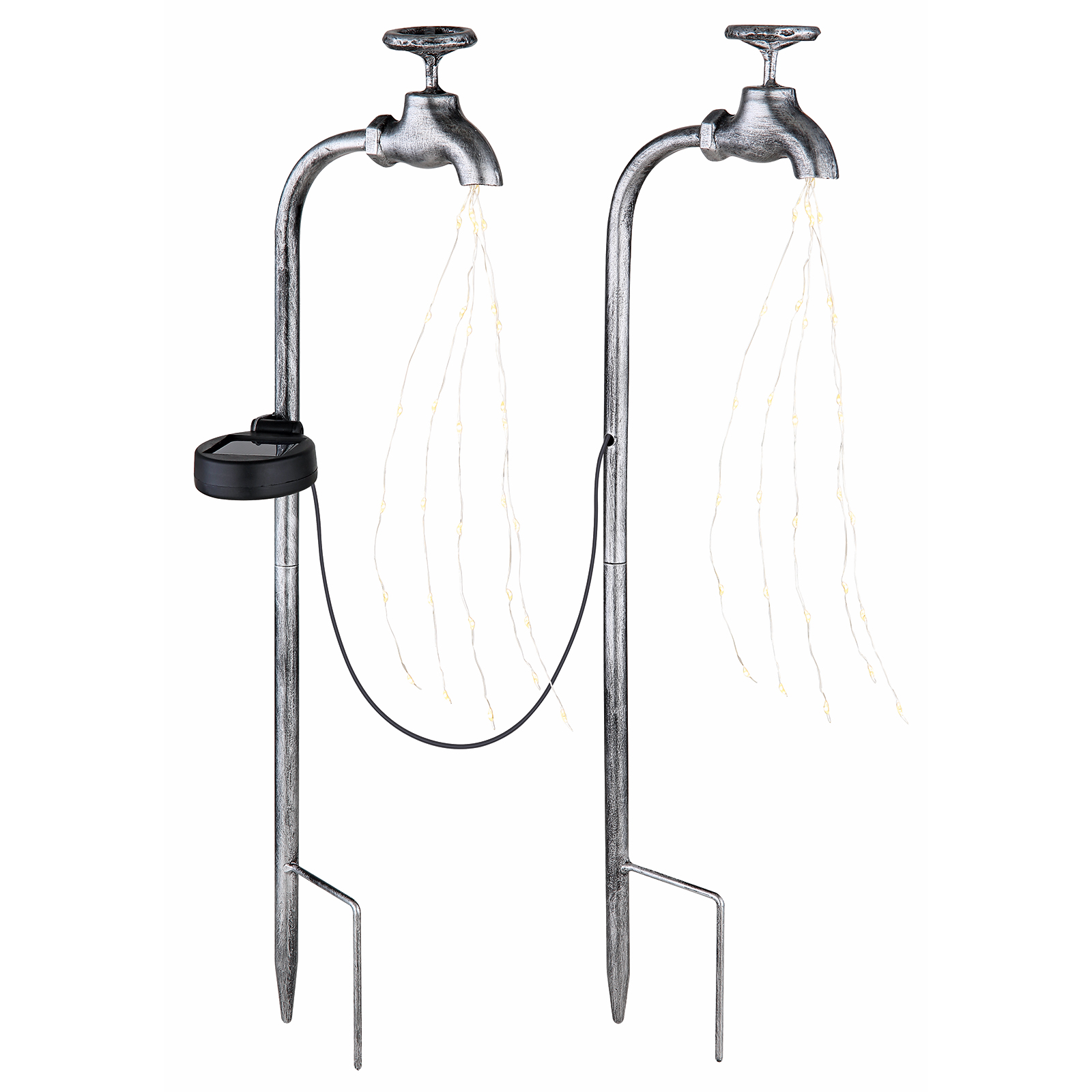 2er-Set Solar-LED-Dekoleuchte - silberfarben - 50 cm