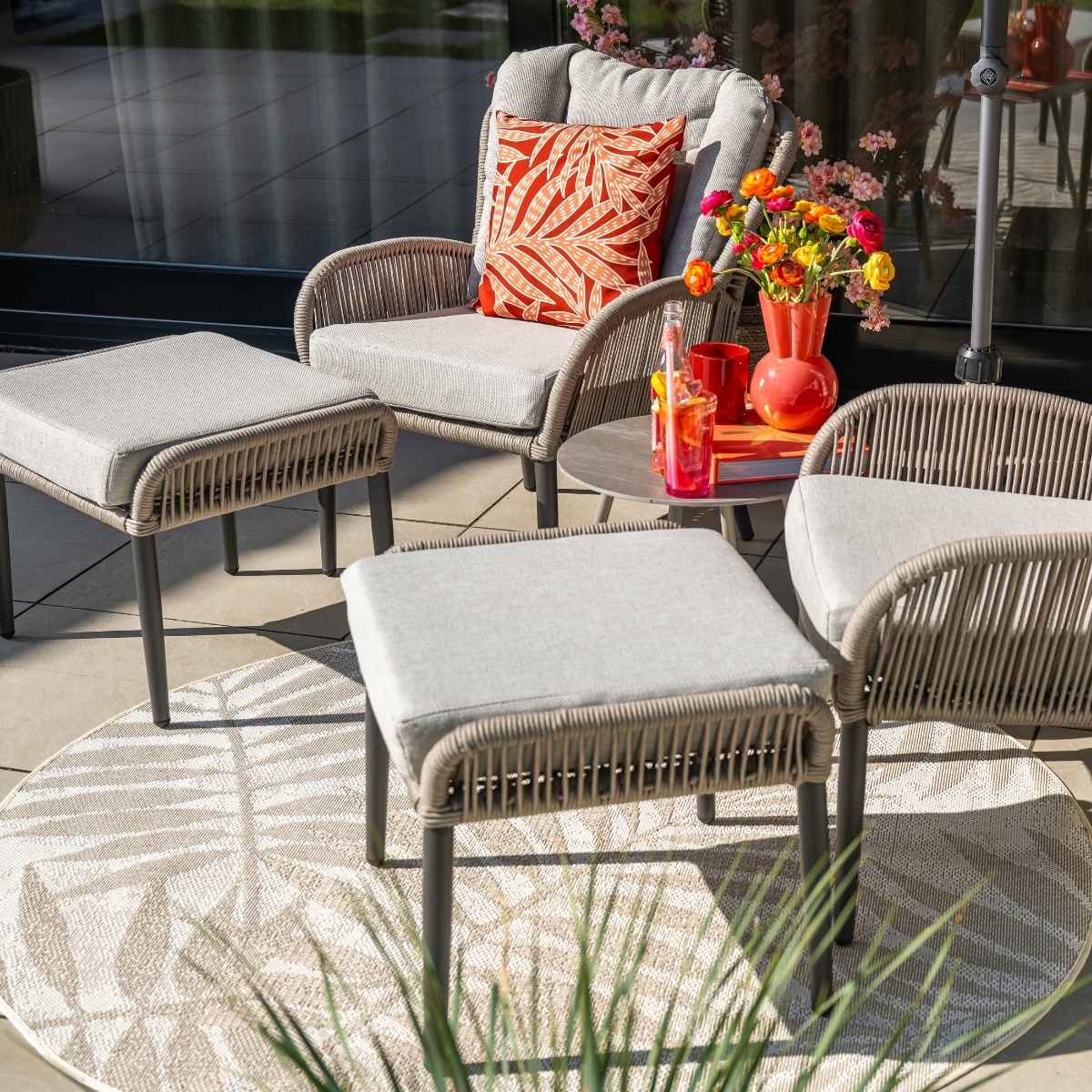 Garden Impressions Andorra fauteuil & voetenbank - c. black