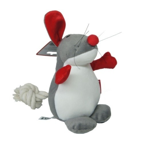 Rato de pelúcia vermelho e cinza T&Z para cães