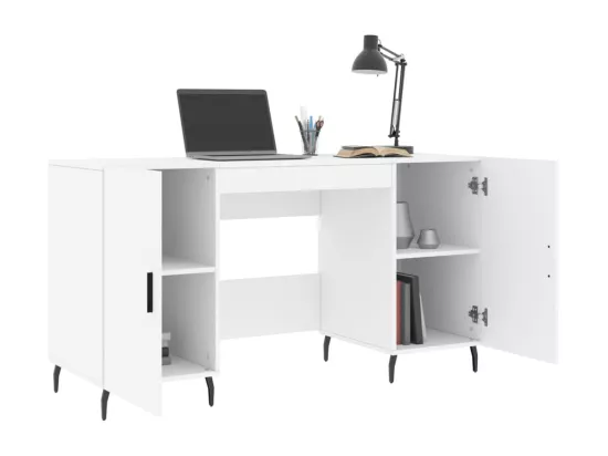 Bureau blanc 140x50x75 cm bois d'ingénierie