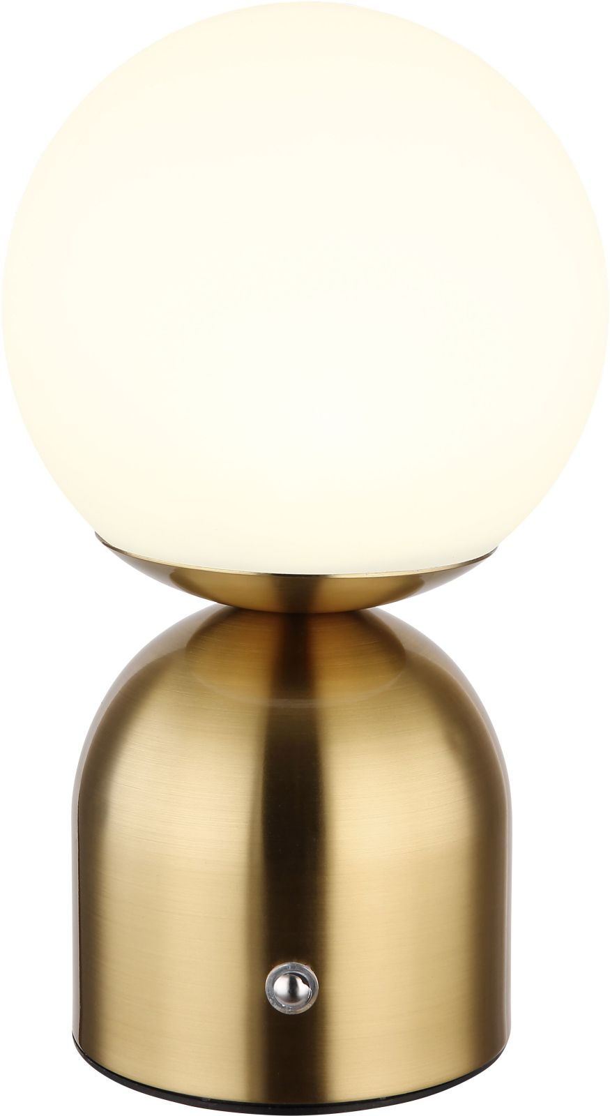 LED-Akku-Tischleuchte - messing matt - opal - Touchdimmer - 21 cm