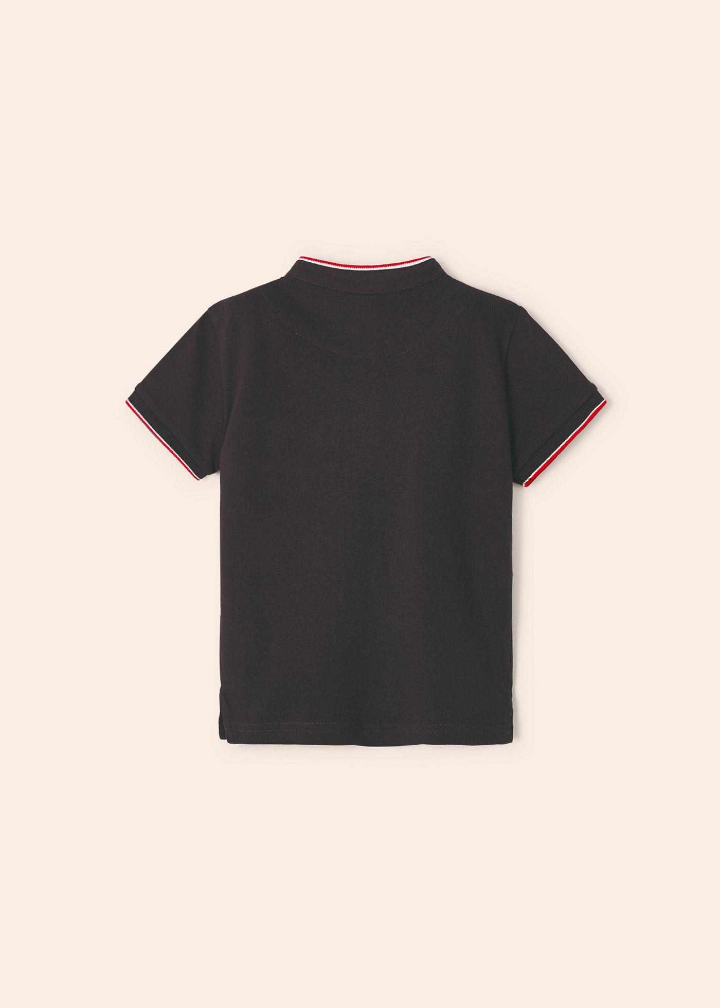 Camisa polo de manga curta com gola mandarim em algodão para meninos
