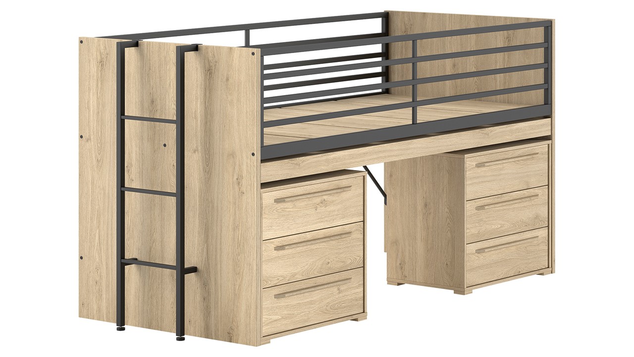 Halfhoogslaper Sam met commode 3 laden eik