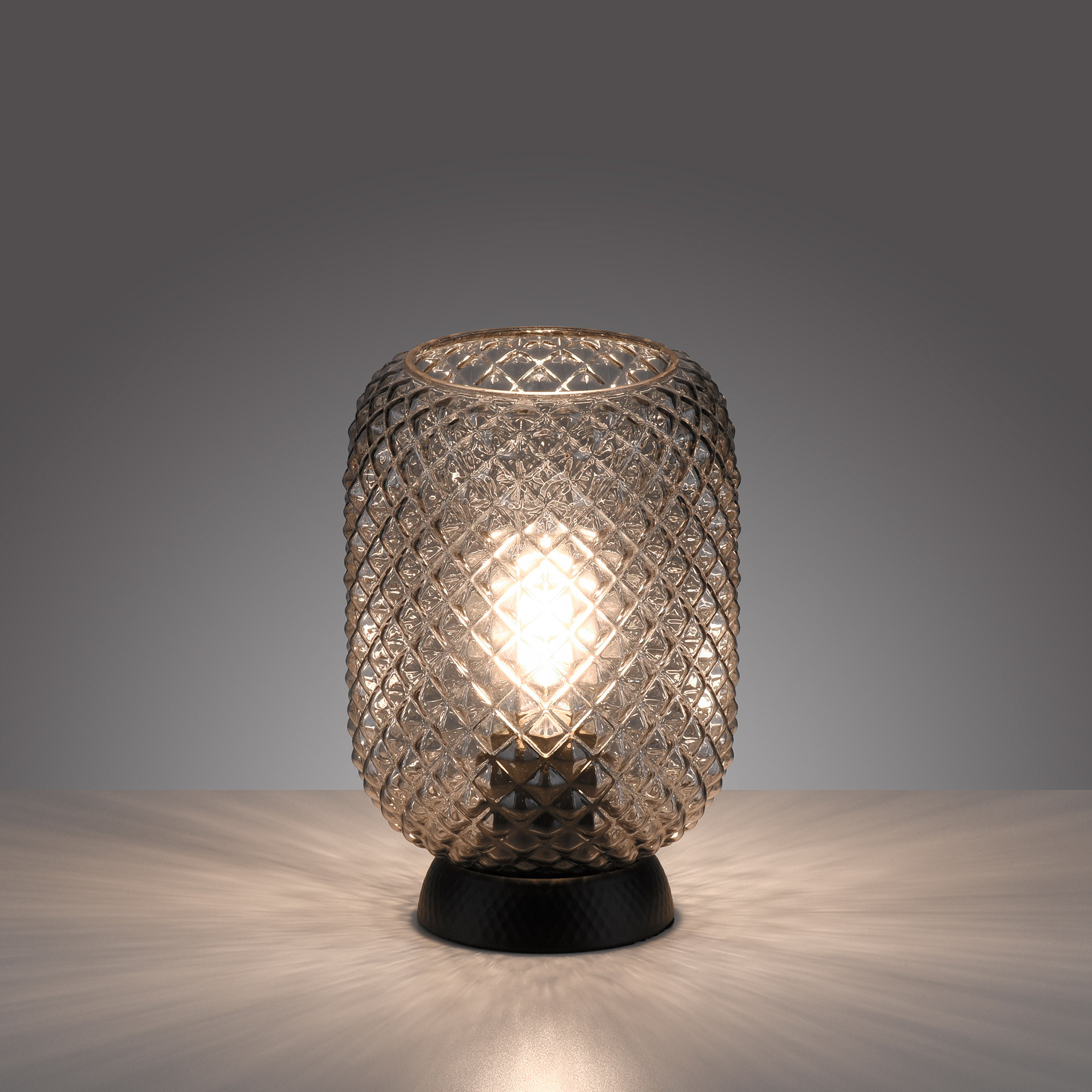 Tischleuchte - schwarz - Glasschirm - 22,5 cm