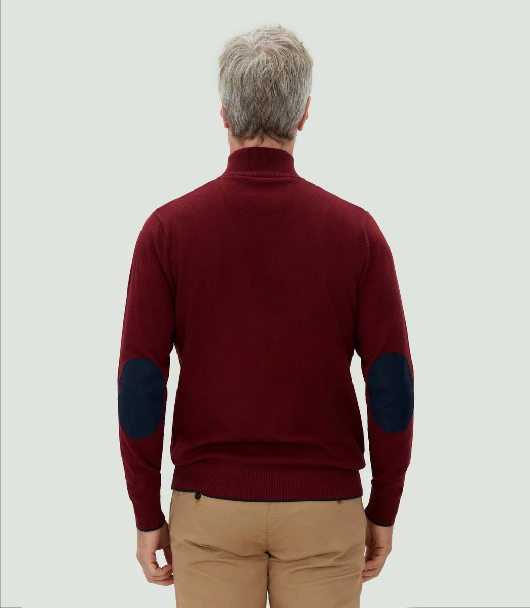 Pull col zippé bordeaux 