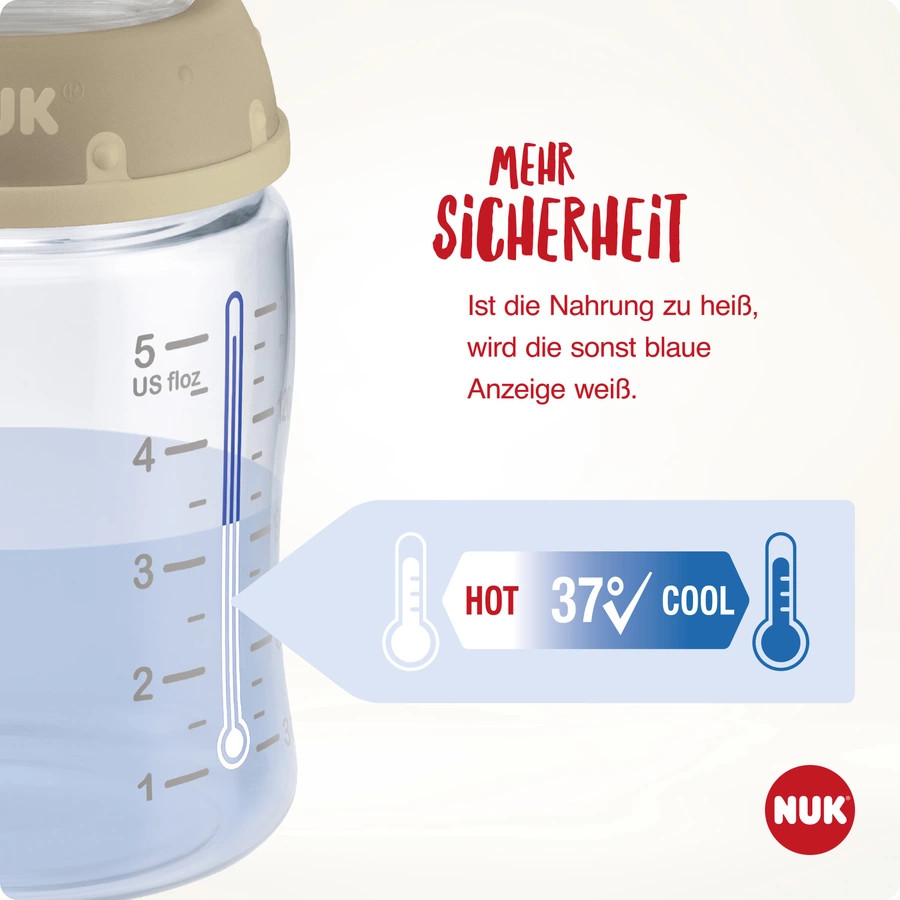 NUK Glasflasche First Choice⁺ ab der Geburt 120 ml, Temperature Control im Doppelpack weiß