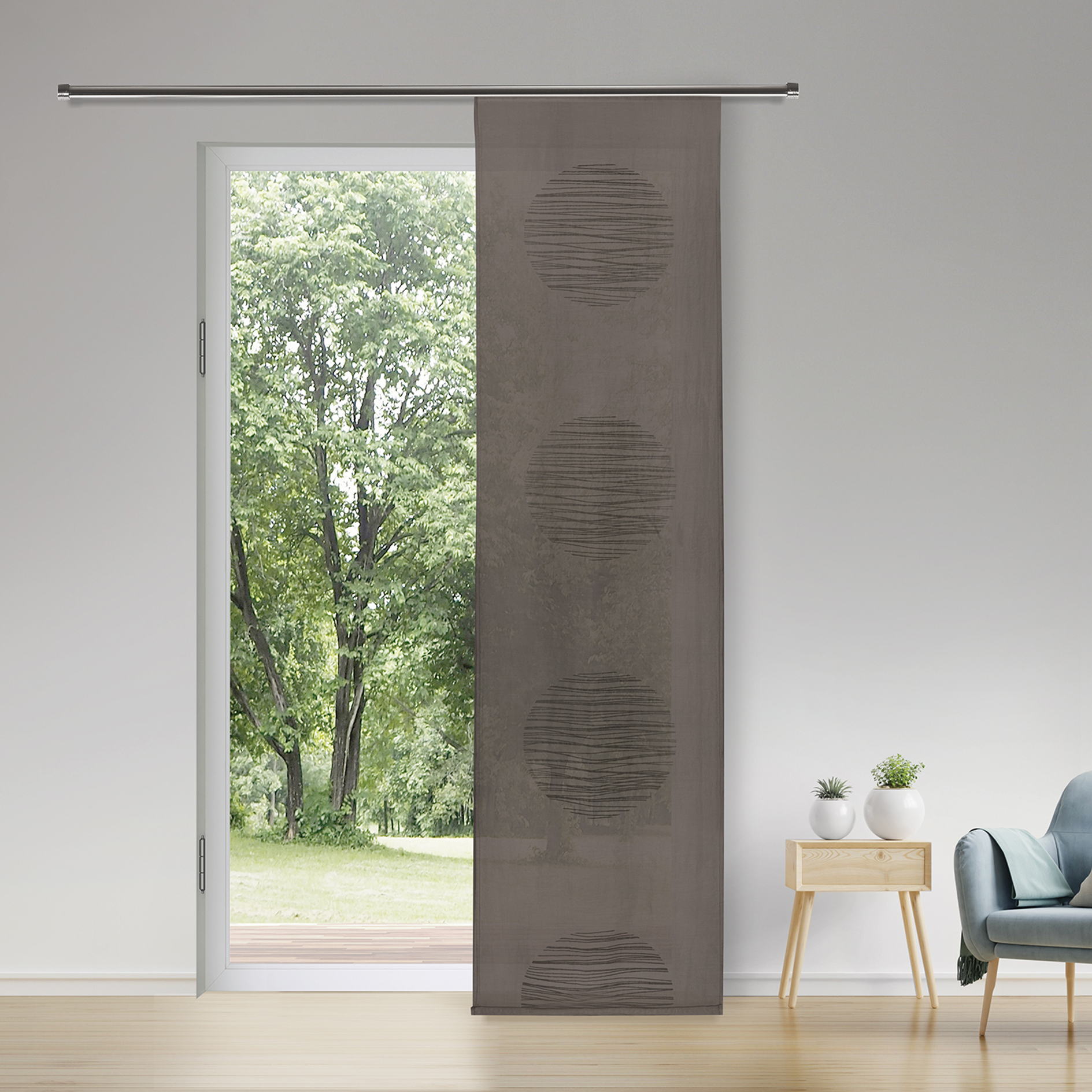 Flächenvorhang - braun - Kreise - 60x245 cm