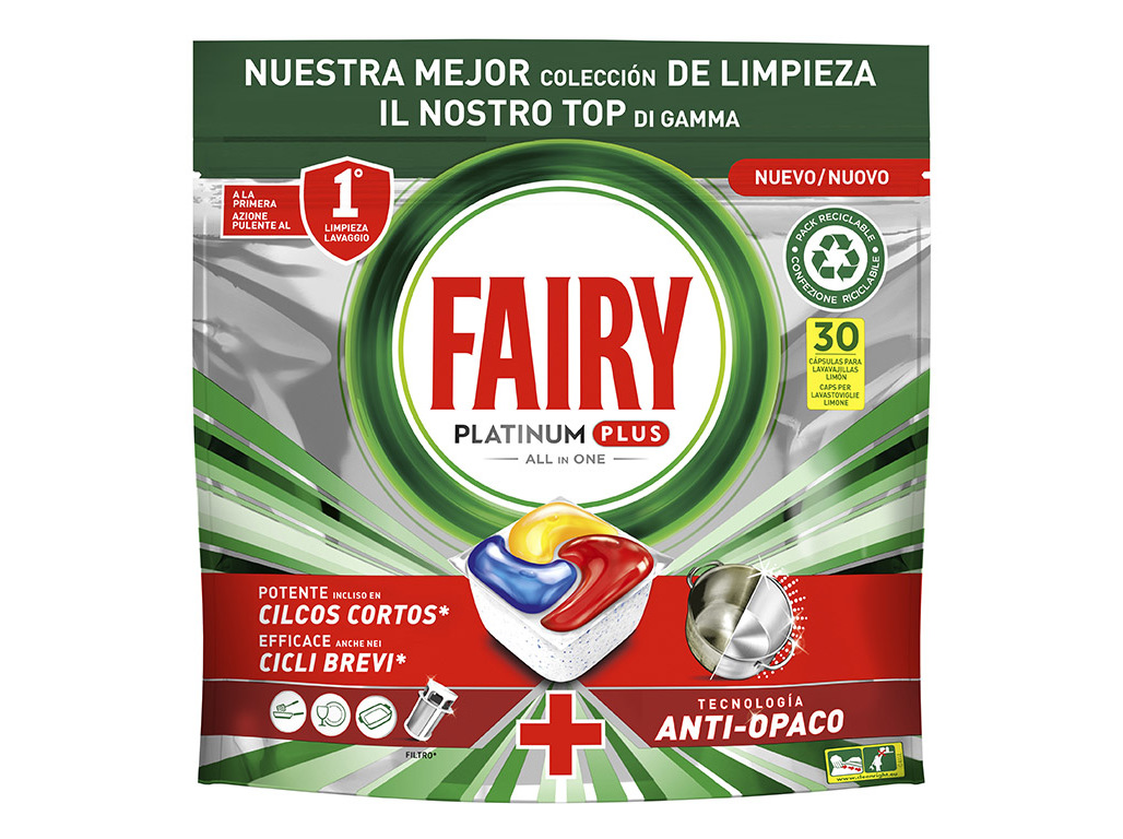 DETERGENTE LOIÇA MÁQUINA FAIRY PLATINUM PLUS LIMAO 30 PASTILHAS