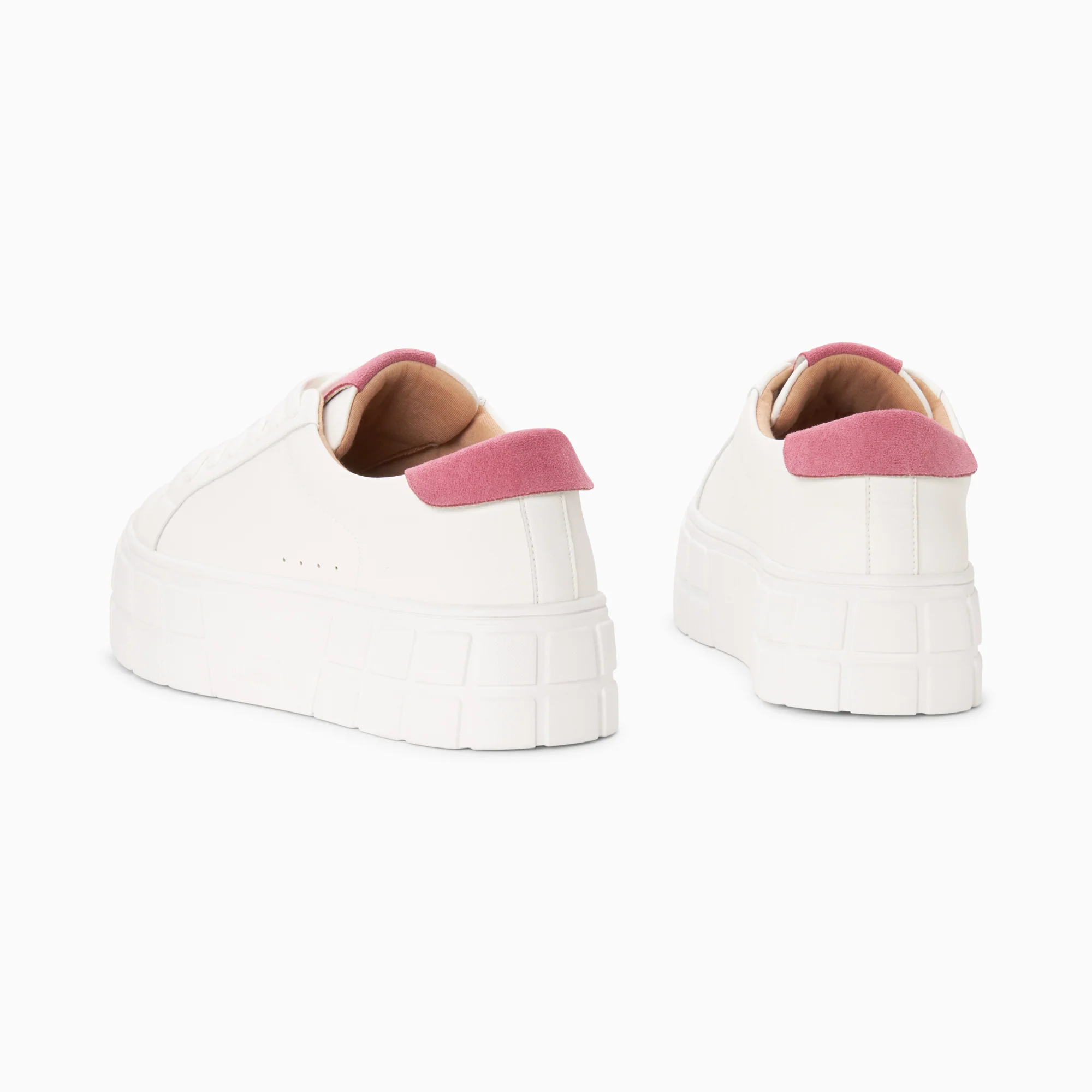 Sneakers-Baskets Meaghan blanc et rose à plateforme