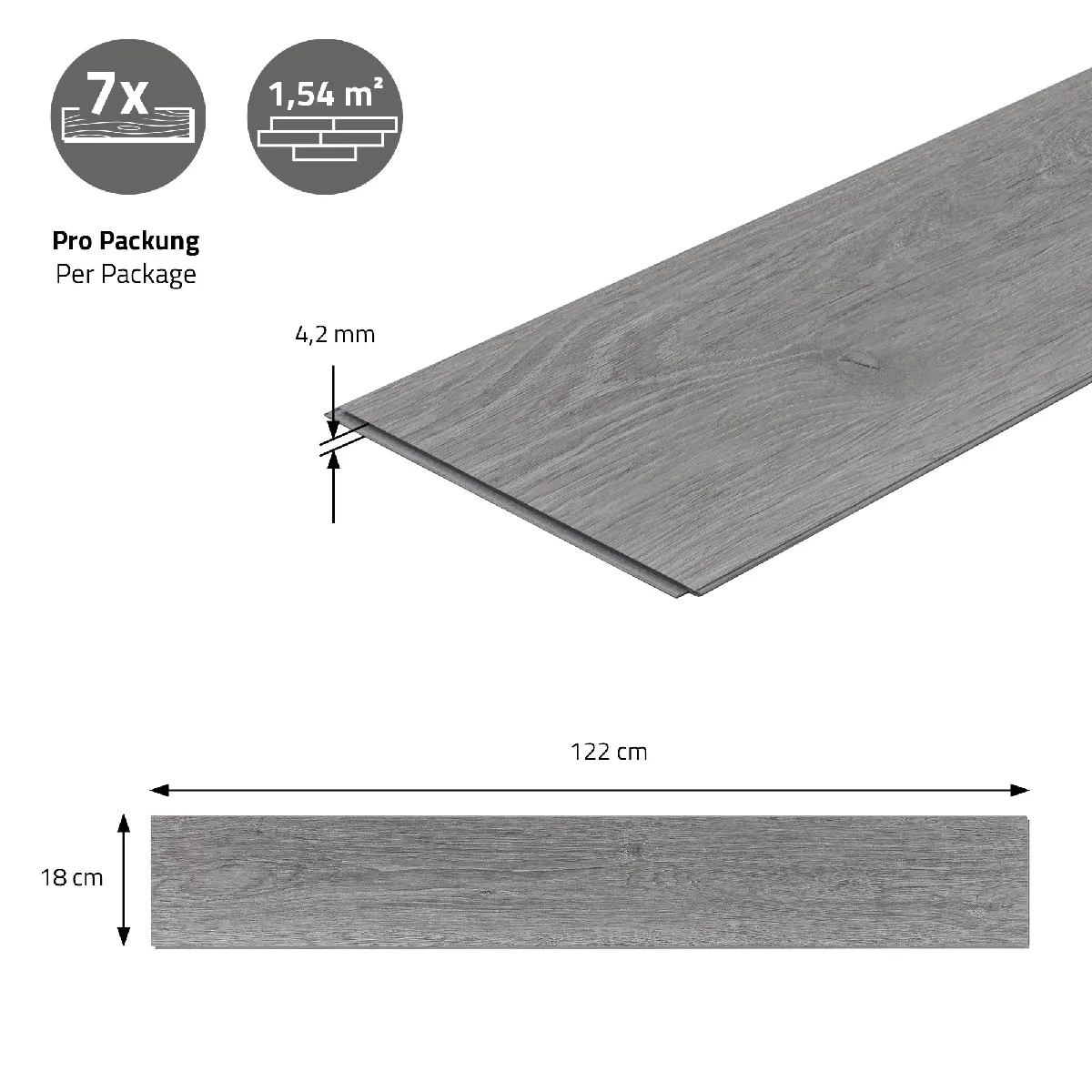 ML-Design - Planches en vinyle gris chêne 4,2 mm
