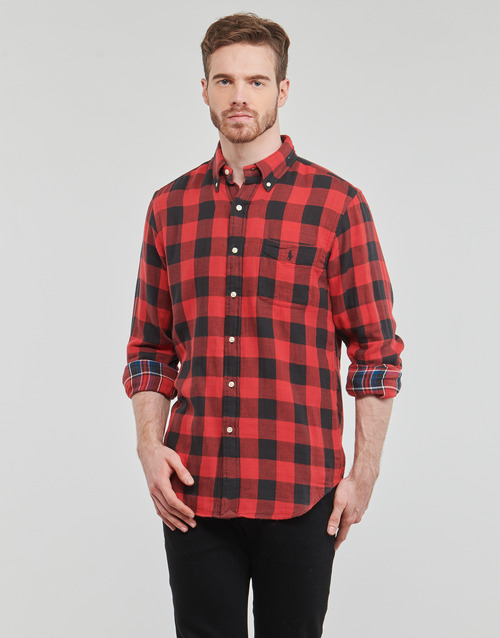 Polo Ralph Lauren - CHEMISE COUPE DROITE EN FLANELLE Rojo / Negro