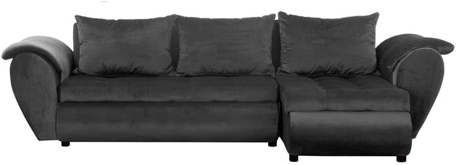 Santana Ecksofa mit Schlaffunktion und Bettkasten - Sofa mit 3 Sitzen und Robustem Überzug - Schlafcouch L-Form Universal - Modern Couch - 265x143x83 cm (Stoff Basic, Graphit)