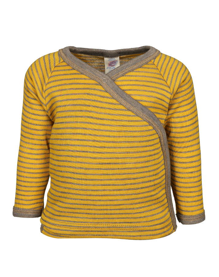 Wickel-Langarmshirt STRIPES mit Seide in safran/walnuss