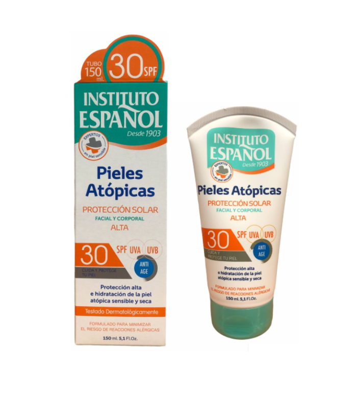 Instituto Español - Protetor solar facial e corporal para pele atópica com SPF 30