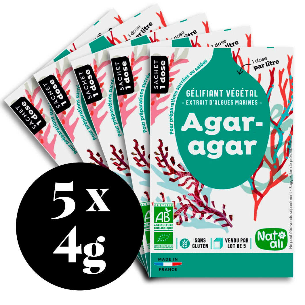Agar agar en poudre bio - Etui 5 sachets de 4g