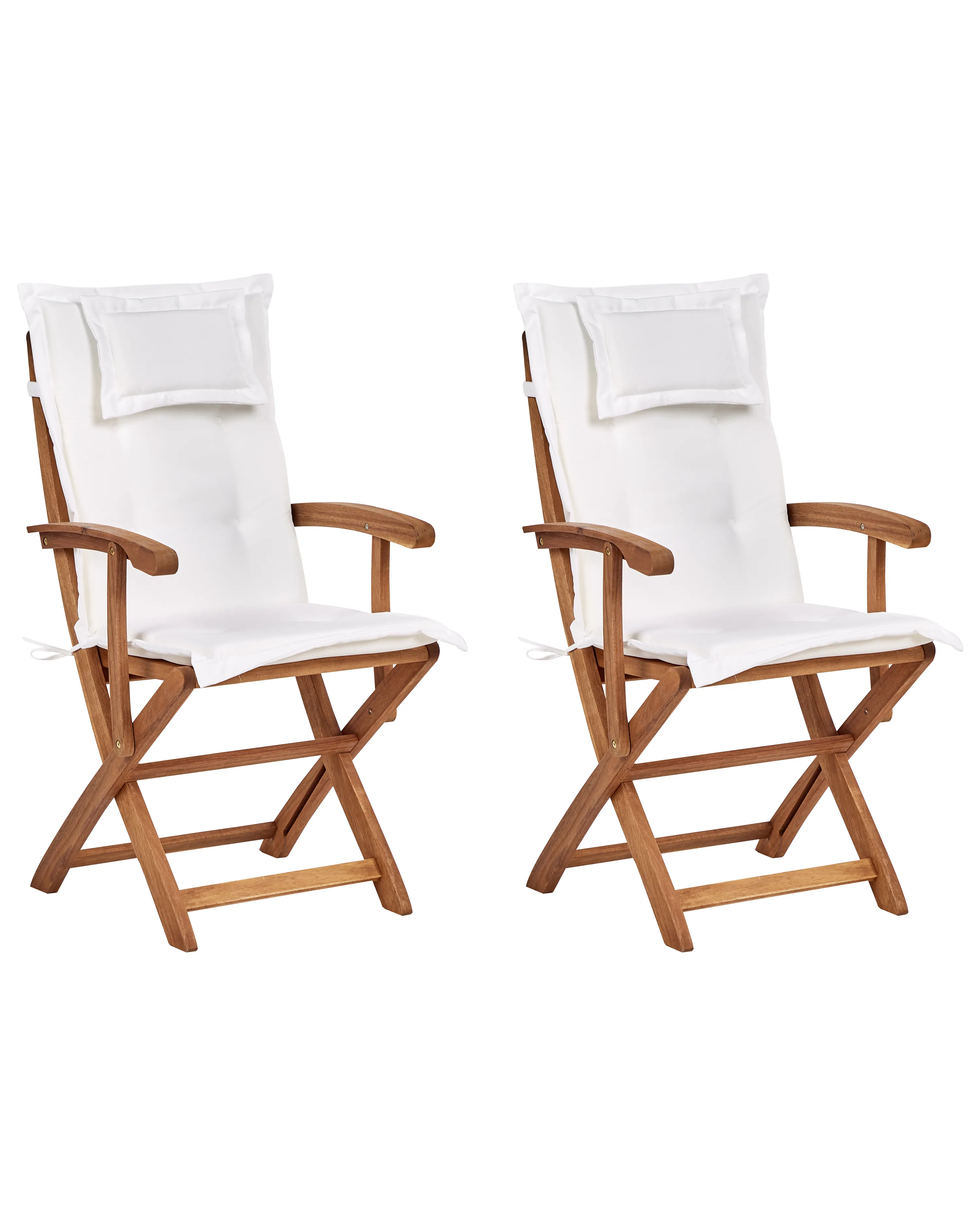 Set van 2 stoelen met zitkussen MAUI II Acaciahout Gebroken wit