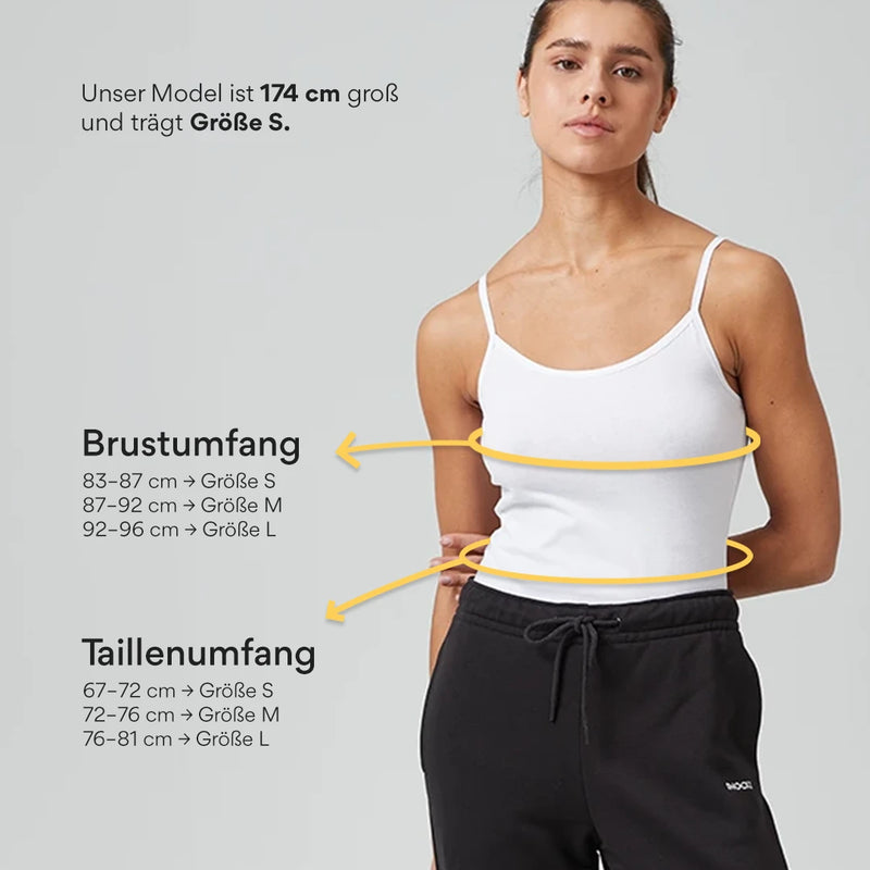 Damen Spaghetti Tops aus Bio-Baumwolle Schwarz-Weiß