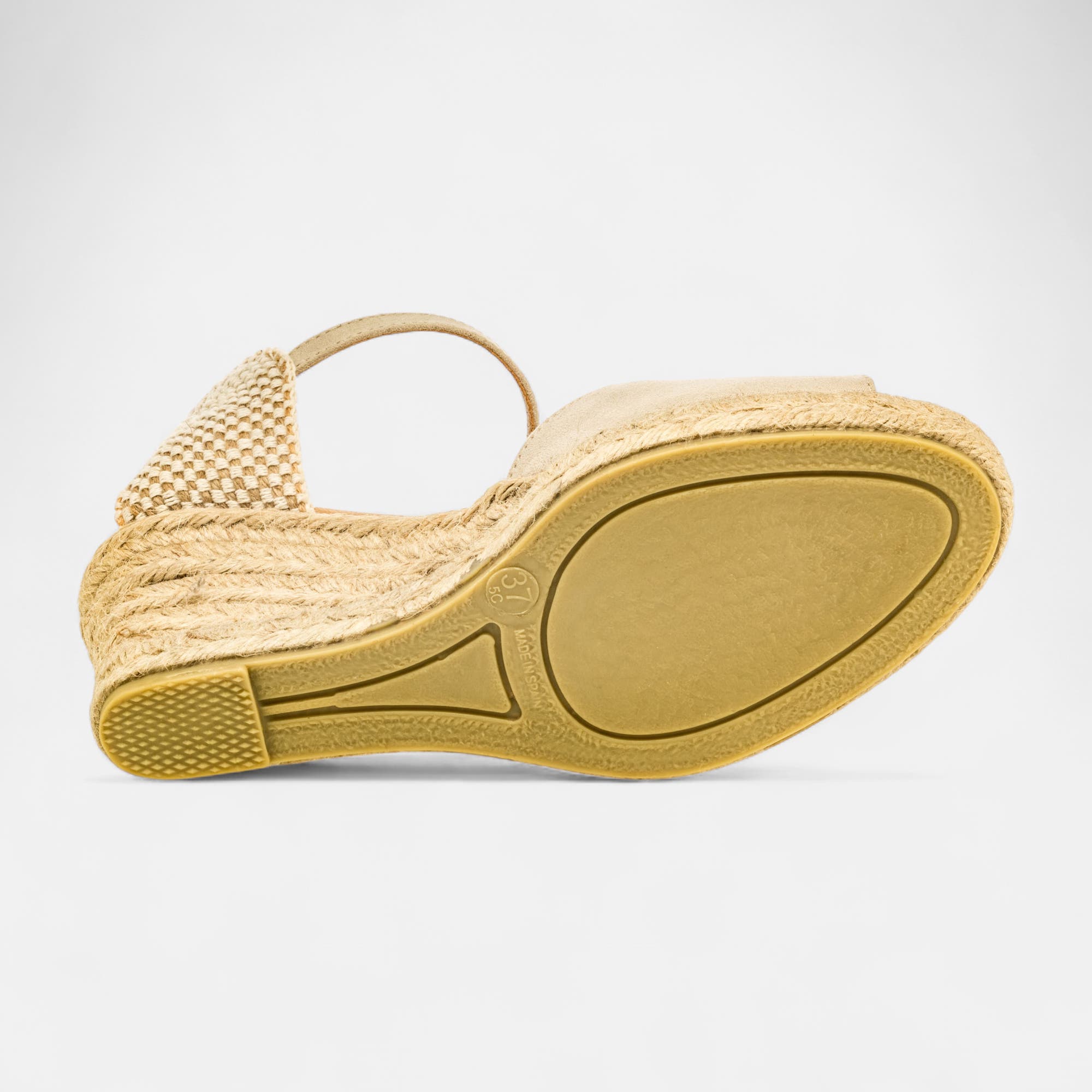 Espadrilles à talon compensé Femme beige