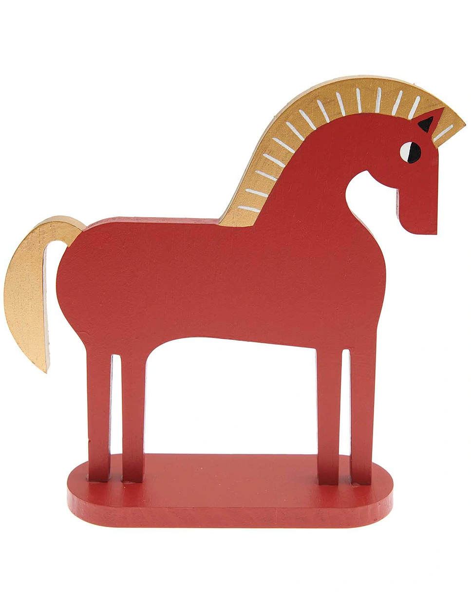 Holz-Figur DEKO PFERD in rot