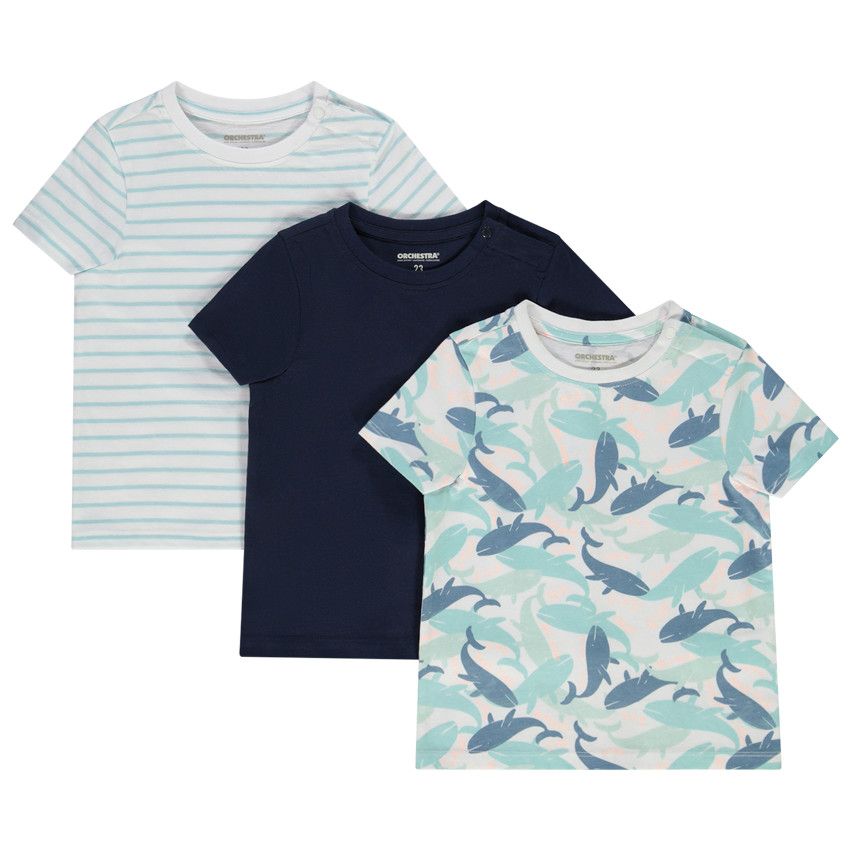 Lot de 3 t-shirts en jersey pour bébé garçon - Bleu marine