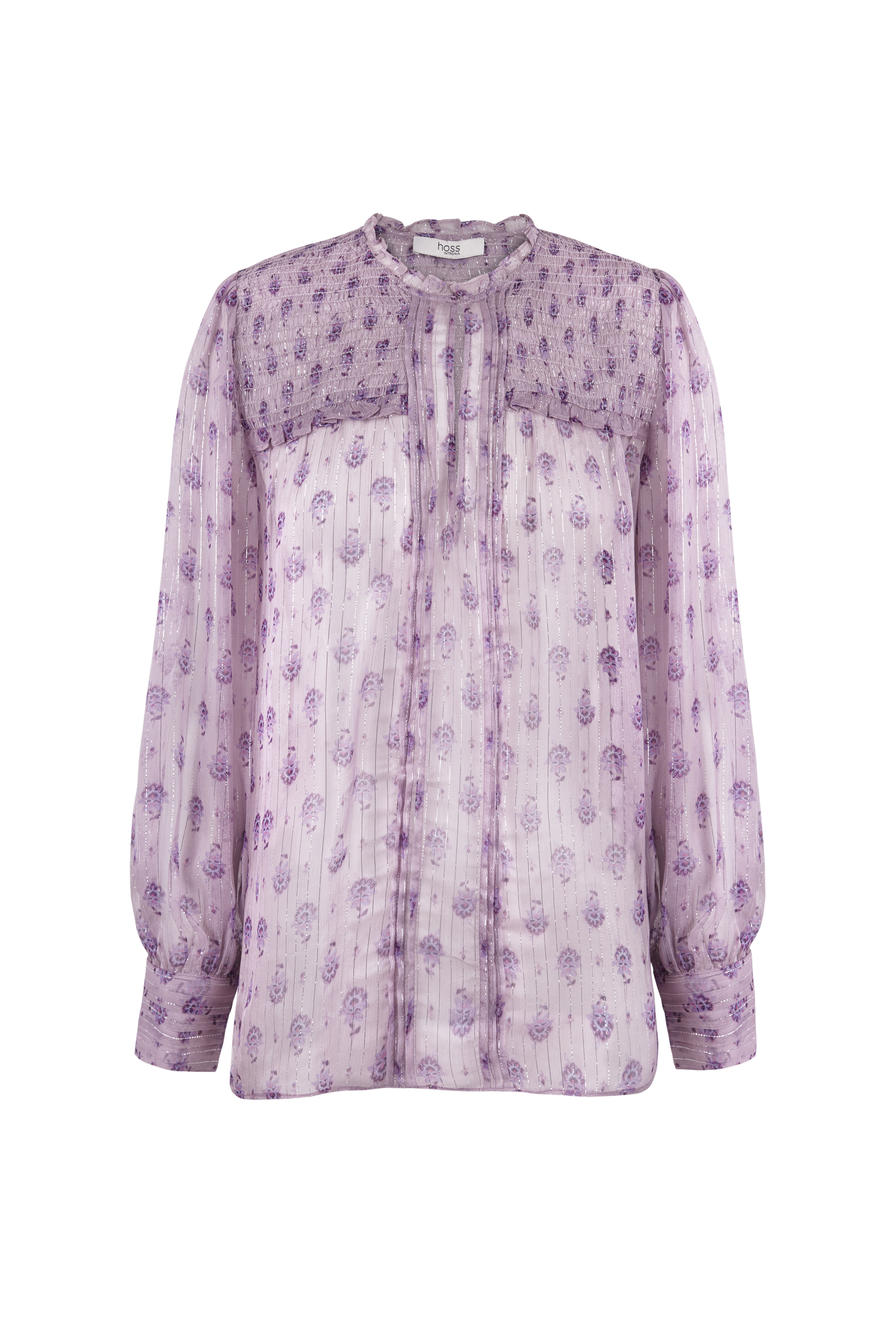 Blusa Maya estampada com fio metálico - Rosa