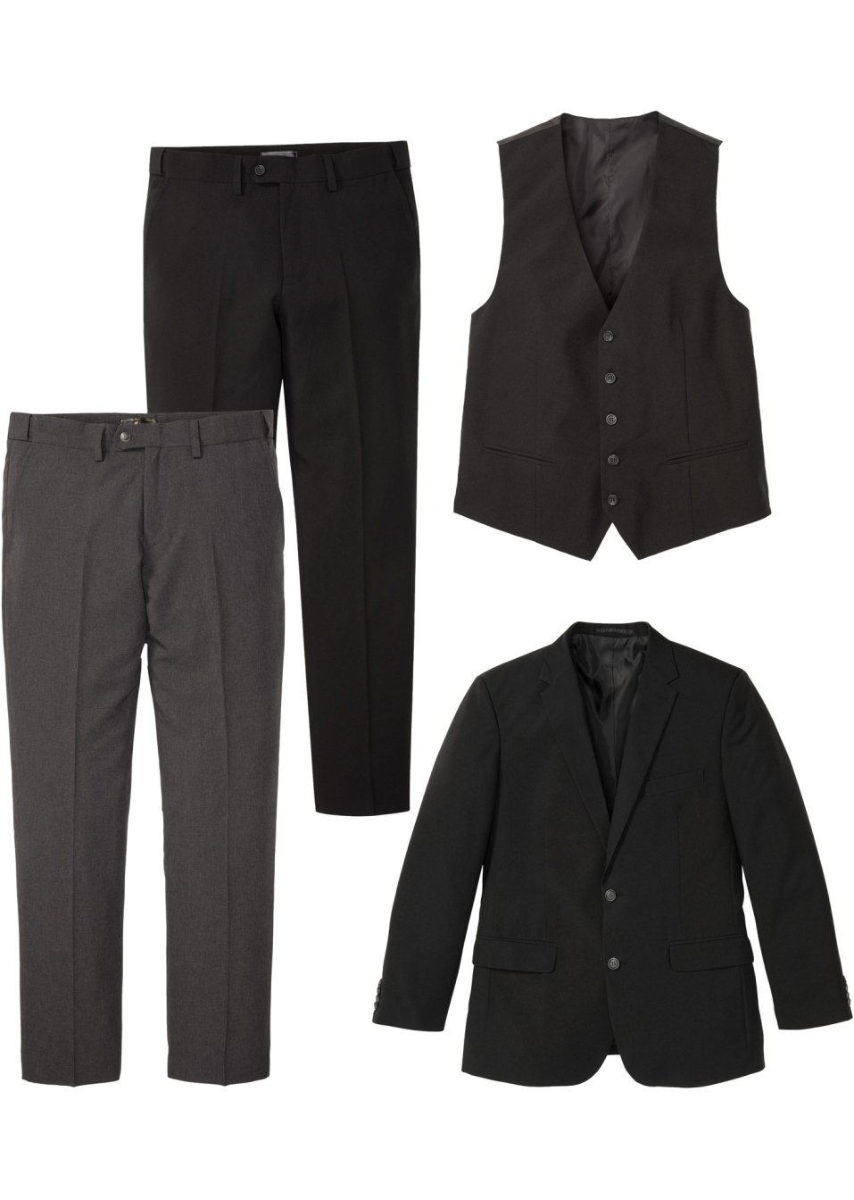 Costume 4 pièces : veste de costume, gilet sans manches, 2 pantalons