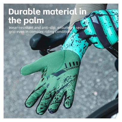 Paire de gants de vélo d'hiver plein doigt thermiques chauds bleu