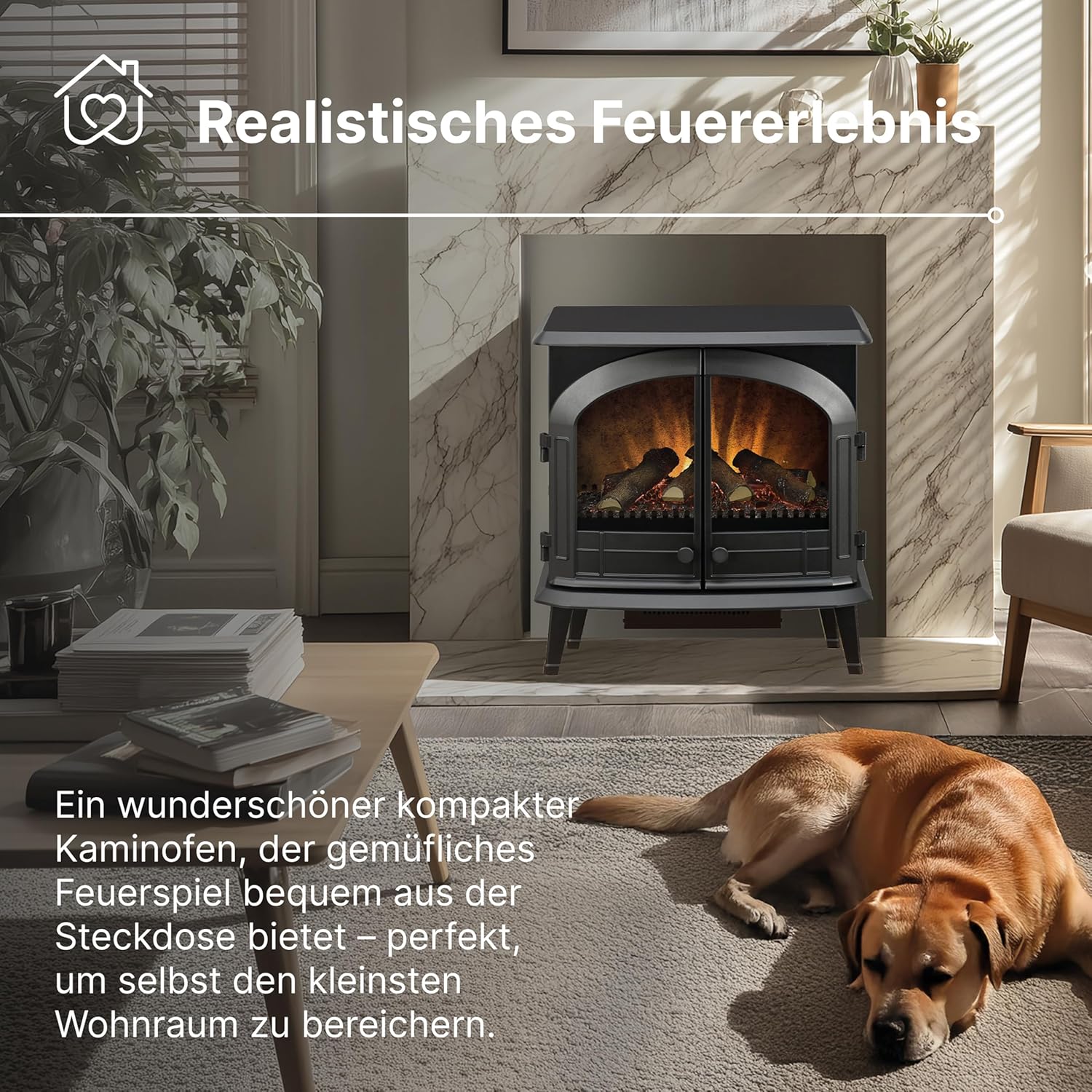 Dimplex Emberly Elektrokamin - 3-Seitiger Elektrokamin mit Heizung & Kaminfeuer - LED Kamin mit Optiflame Flammeneffekt - Zuschaltbarer 2kW Heizlüfter - Inkl. Fernbedienung und App