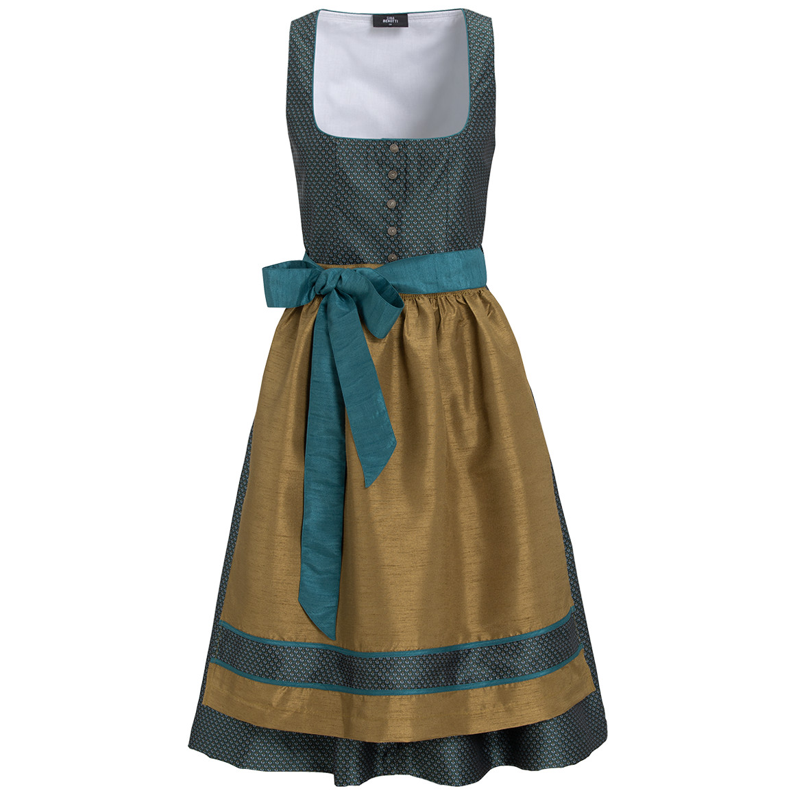 Gina Benotti Damen Dirndl mit Jacquard-Muster petrol / helloliv