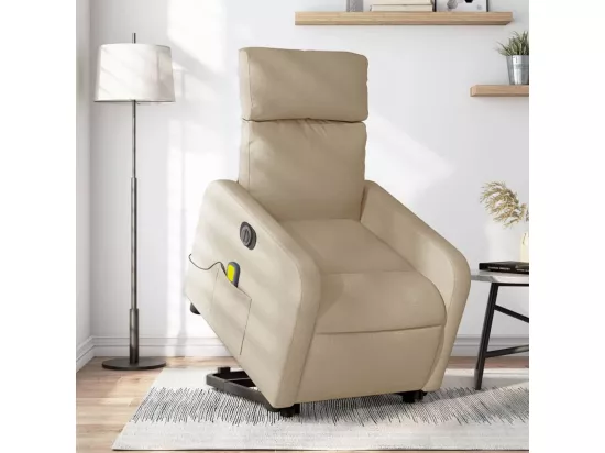 Fauteuil inclinable massant électrique Crème Tissu