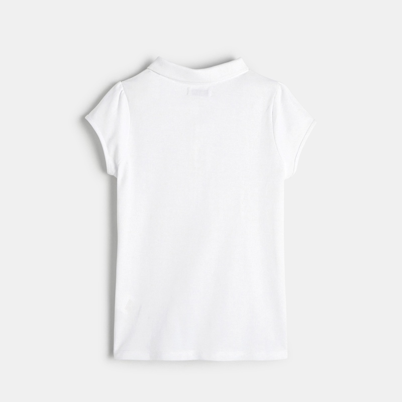 Polo uni blanc fille