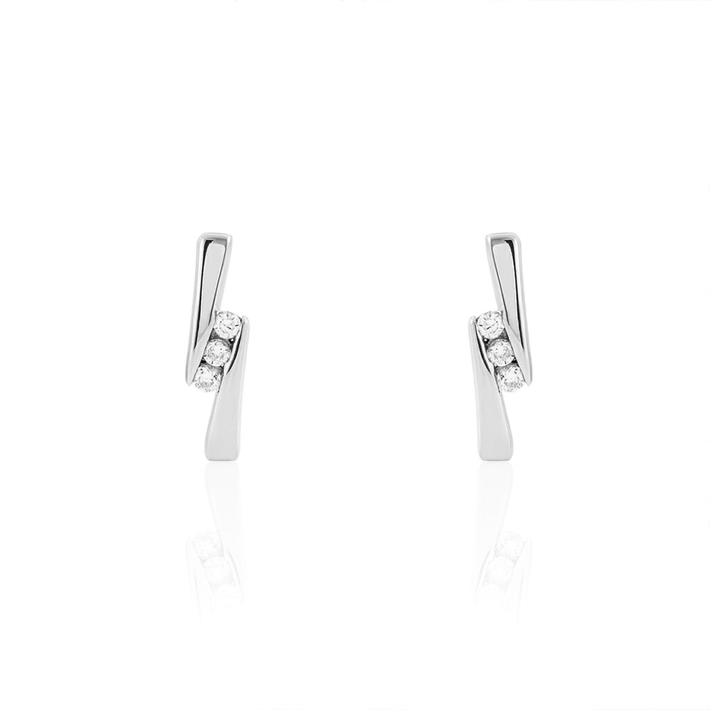 Boucles D'oreilles Puces Galya Or Blanc Diamant