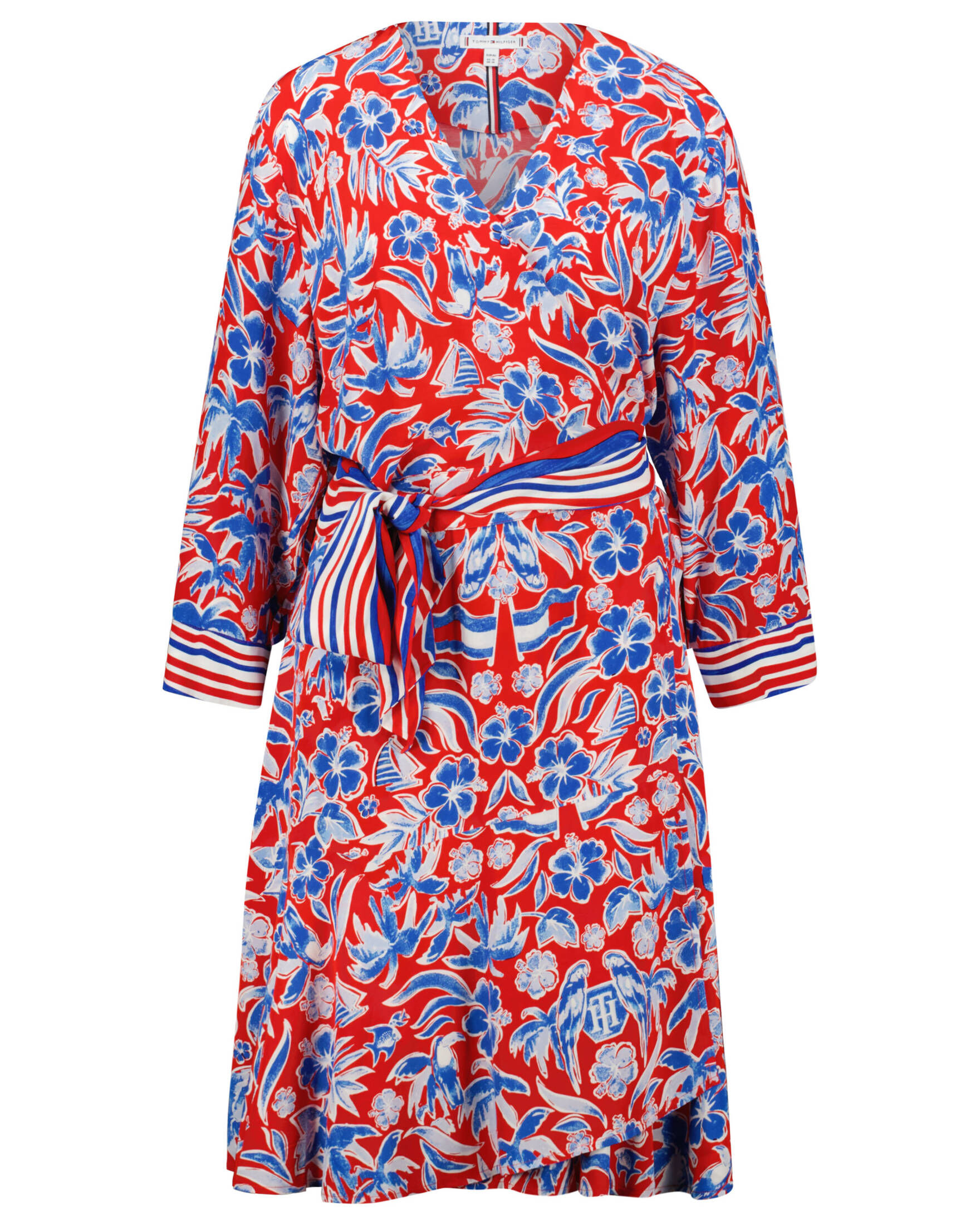 Tommy Hilfiger| Damen Wickelkleid CRV SCARF WRAP KNEE DRESS 3/4- Plus Size