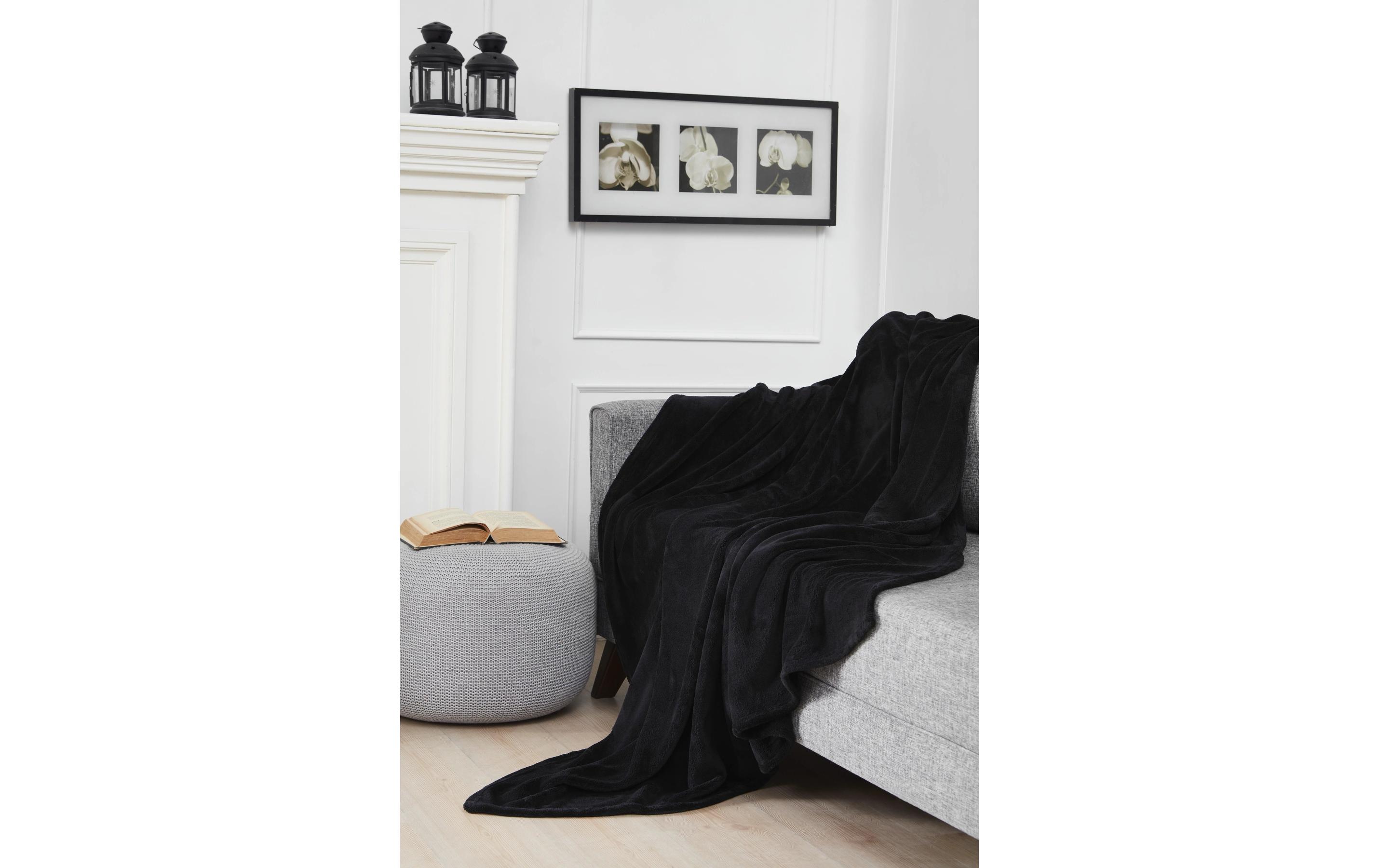 Decke Coral 150 x 200 cm, SchwarzFleecedecke, 100% Polyester